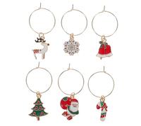 ULTECHNOVO 18 Pezzi Anelli Decorativi Natalizi in Metallo per Bicchieri da Vino Elementi a Tema Natale, per Cocktail e Feste Funzione di Identificazione Chiara Stili multipli