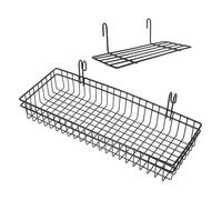 ULTECHNOVO 2 Pezzi Cesto da Parete in Ferro Nero Griglia a Rete, Organizer Versatile per Casa e Ufficio, Scaffale Appendibile Salvaspazio per Cucina e Soggiorno