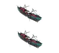 ULTECHNOVO 2 Pezzi Decorazioni del Naufragio Nave Ornamenti Arredamento del Naufragio Carri Armati Affondato Acquario con Legni Relitto Ornamento Naufragio Dell'acquario Resina