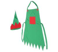 ULTECHNOVO 2 Pezzi Grembiule Decorativo Natalizio Verde Non Tessuto | Set Cappelli da Elfo e Clown, Atmosfera Festiva, per Famiglie e Feste in Altri Luoghi
