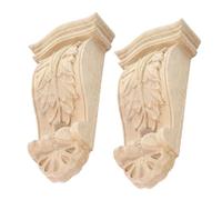 ULTECHNOVO 2 Pezzi in Legno Intagliato Capitello Decorativo Rustico Materiale Stile Colonna Casa Romano Tradizionale Legno Intagliato Applique Intarsio Beige