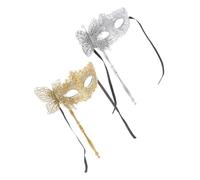 ULTECHNOVO 2 Pezzi maschera da ballo coppia di maschere in maschera costume maschera d'oro gialla mascherata maschera d'oro maschere veneziane tessuto