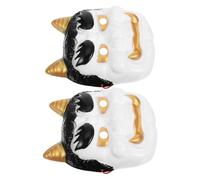 ULTECHNOVO 2 Pezzi Maschera Samurai Bianca in Plastica Corna per Cosplay e Decorazione, Aspetto Realistico e Uso Versatile per Casa o Negozio di Tatuaggi