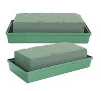 ULTECHNOVO 2 Pezzi Piatti Verdi per Composizioni Floreali da Lapide con Supporto per Fiori Freschi e Artificiali Materiale per Fioristi Mantiene Freschezza e Facilita Decorazioni Funerarie