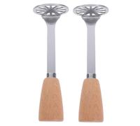 ULTECHNOVO 2 pezzi Schiacciapatate Manuale in Acciaio Inossidabile con Manico in Legno Antiscivolo Strumento Versatile per Bollite e Verdure Facile da Usare e