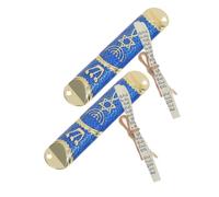 ULTECHNOVO 2 Set Cancello Sacro Rotolo Decorazioni Natalizie in Metallo per Esterni mezuzah per Porta mezuzah Cristiana per la Porta Arredamento ebraico mezuzà ebraica Carta Blu