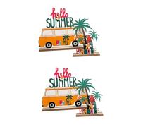 ULTECHNOVO 2 Set Ornamenti Decorativi in Legno Centrotavola Tropicale Arredamento Luau Decorazione A Tema Piccolo Piante Decorazioni per Feste Tiki di Legno 2 Pezzi*2