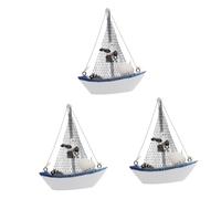 ULTECHNOVO 3 Pezzi a Vela Carino Barca Giocattolo Arredamento per Barche a Vela per La Casa Tavolo Costiero in Miniatura di Mini Barca a Vela Navigazione A Tema di Legno
