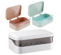 ULTECHNOVO 3 pezzi Contenitori Portasapone con in Abs Leggeri e Compatti Sapone da Viaggio per Lavello Cucina Facili da e Resistenti Colori Blu Rosa e Bianco
