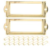 ULTECHNOVO 30 Pezzi Cornice per Etichette Vintage in Ferro Oro per Cassetti | Montaggio Semplice, Identificazione Chiara, Finitura Opaca, Resiste a Graffi e Sbiadimento, per Uffici e Scuole