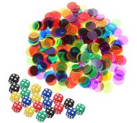 ULTECHNOVO 320 Pezzi Contatori Trasparenti in Plastica per Gioco, con Dadi | Strumento Didattico, Supporto per Conteggio e Premi, Set Colorato con Dadi Inclusi