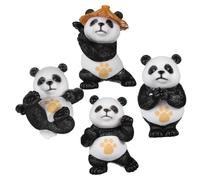 ULTECHNOVO 4 Pezzi Miniature Panda in Resistente Decorazioni da Vividamente Realizzate e Giardino Sculture Impermeabili e Dettagliate per Unici