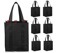 ULTECHNOVO 6 Pezzi Borsa per bottiglia di vino vettori di bottiglie di vino portatori tuo sacchetto di imballaggio per bottiglie di borsa per bevande portatile tessuto non tessuto Nero
