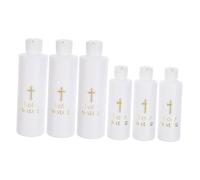 ULTECHNOVO 6 Pezzi Bottiglia di Acqua Santa Ricaricabile da 250ml e 118ml in Pe Croce Elegante per Cerimonie e Riti di Benedizione Supporto Devozionale Bianco