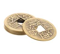 ULTECHNOVO 6 Pezzi Moneta Cinese Decorativa in Ottone Oro per Borsa e | Si Può Appendere, Legatura Filo Rosso, Decorazioni DIY Leggere