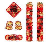 ULTECHNOVO 6pezzi Distici per Porte Adesivi per Capodanno Cinese Decorazioni di Primavera Buon Auspicio Poster Fu Banner da Parete per Anno del Cavallo