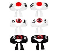 ULTECHNOVO 6pezzi Fascia Giapponese Per Ninja e Samurai Adatta Karate Sport e Cucina Per Uomini e Donne Come Fascia Per o Accessorio Sushi