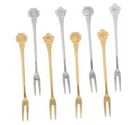 ULTECHNOVO 8 pezzi Forchette da Dessert in Acciaio Resistenti con Design a Fiore Forchettine Eleganti per Frutta Torte e Antipasti per Buffet e Cocktail Party