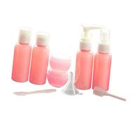 ULTECHNOVO 9 pezzi Kit Viaggio Bottiglie Riutilizzabili per Lozione Shampoo Crema con Imbuto e Accessori Portatili per Viaggi Camping Uso Quotidiano Rosa