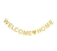 ULTECHNOVO Banner Welcome Home Glitter Oro Decorazione Appendibile e Feste Facile da Montare per Accogliere con Matrimoni Shower e Ricorrenze Speciali