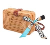 ULTECHNOVO Borsa Tracolla da Donna in Paglia Intrecciata a Mano con Sciarpa Piccola, Capiente e Leggera, la Spiaggia e L'estate Fashion