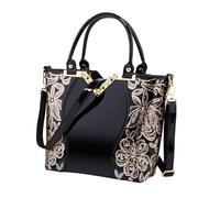 ULTECHNOVO Borsa Tracolla Donna in Pu Lucido Nero, Leggera e Resistente Grande Capacità, Stile alla Moda per Uscire o Lavorare