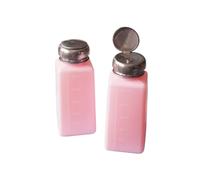 ULTECHNOVO Bottiglia Dosatrice a Pompa per Alcol 200ml in Plastica Tappo Metallico Rosa, Facile da Pulire per Rimuovi Smalto in Trucco e Uso Medico