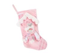 ULTECHNOVO Calza Natale Rosa con Paillettes per Decorazione Natalizia Appendibile con Tema Animato Sacchetto Regalo Riutilizzabile per Scambio Doni e Addobbi Festivi