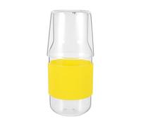 ULTECHNOVO Caraffa da Comodino in Vetro 380ml con Bicchiere e Coperchio | Trasparente ad Alta Visibilità, Impugnatura Confortevole e Manicotto in Silicone, per Camera e Comodino