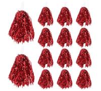 ULTECHNOVO Cheerleading Metallici in Rilievo con Manico, 14 Pezzi | Rosso, Effetto Lucido, per Scolastiche e Sfilate, Presa Stabile