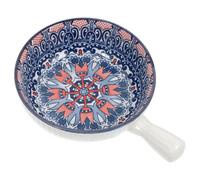ULTECHNOVO Ciotola in Ceramica con Manico per Insalata e Snack, Compatta e Resistente, per Uso Quotidiano per Intrattenere gli Ospiti, Colore Blu