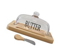 ULTECHNOVO Contenitore con Vetro Trasparente e Vassoio Burriera Sigillata per Mantenere Fresco con Supporto Coltello Integrato Design per Tavola Quotidiana