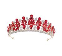 ULTECHNOVO Corona da Sposa Barocca con Strass e Cristalli Design Elegante Rosso Oro Accessorio Capelli Leggero e Confortevole per Matrimoni e Feste