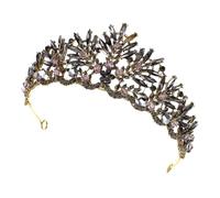 ULTECHNOVO Corona da Sposa Vintage Barocca Nera in Lega Strass, Corona Elegante e Portatile, Facile da Indossare per Cerimonie e Fidanzamenti