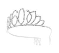 ULTECHNOVO Corona Numerica Strass Argento 60 Anni, Copricapo Delicato e Accessori per Chioma Donna, Decorazione Creativa per Torta di Compleanno e Feste