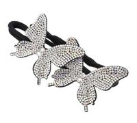 ULTECHNOVO Creatore di Chignon Strass a Forma di Farfalla Modellatore di Ciambelle per Chioma Compatto in Argento Accessorio per Feste e Uso Quotidiano per Donne e Ragazze