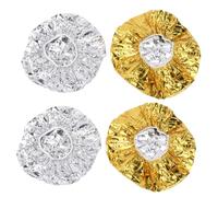 ULTECHNOVO Cuffie per Chioma in Foglio di Alluminio Usa e Getta 4 Pezzi Oro e Argento Impermeabili per Colorazione e Protezione Chioma in Doccia e Bagno