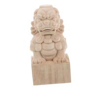 ULTECHNOVO Decorazione dello Stigma del Ponte Cani da Fu Vuoti Statue di Leoni Feng Shui Leone guardiano terminali per Recinzione da Giardino figurina del Leone Custode Cinese di Legno Beige