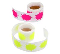 ULTECHNOVO Etichette Adesive Fluorescenti Autoadesive 2 Pollici Forma Scoppio, Cartellini Prezzi al Dettaglio, Set 2 Pezzi Rosa e Giallo, 200 Pezzi/rotolo, per Negozi, Garage e Bomboniere