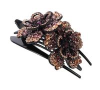 ULTECHNOVO Fermaglio per Chioma a Becco D'anatra Fiori e Strass, Molletta per Chignon Elegante da Donna e Ragazza, Accessorio per Chioma Raccolti per Occasioni Speciali e Feste