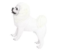 ULTECHNOVO Figura Di Cane Simulato Bianco Tibetano in Pvc Decorazione Realistica Per Interni e Giardino Statuetta Di Cane Artificiale Piccola Per Scrivania e Regalo
