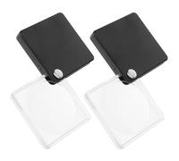 ULTECHNOVO Lente d'Ingrandimento Tascabile Quadrata 2 Pezzi Design Ergonomico in Acrilico e Metallo, Multifunzione per Gioielli e Uso Quotidiano