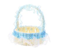 ULTECHNOVO Mini Cestino Intrecciato Manico, Stile Rustico Moderno Blu | Rattan, Ferro e Stoffa, Forma Unica Resistente, per Fiori Artificiali e Freschi Decorativi