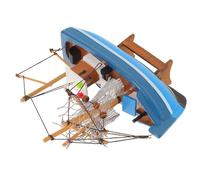 ULTECHNOVO Modellino in Legno di Barca a Vela Mediterranea Artigianale Blu, Decorazione Marina Rustica Versatile per Studio o Centro Tavola Laurea