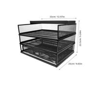 ULTECHNOVO Organizer Portadocumenti da Scrivania in Metallo con 3 Livelli Cassetto e Cestino Portaoggetti Scaffale Portadocumenti Multistrato per Ufficio Casa e Studio