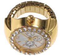ULTECHNOVO Orologio ad Anello Tre Quadranti con Cristalli, Elegante e Casual in Lega e Vetro, Cinturino Elastico Oro, per Party e Appuntamenti