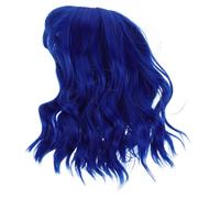 ULTECHNOVO Parrucca Blu Corta con Frangia per Donna Parrucca Sintetica Caschetto con Frangia Capelli Finti Ricci per Travestimento Halloween Feste Cosplay e Eventi