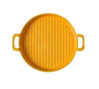 ULTECHNOVO Piatto Dolci in Ceramica Gialla, Manici, Stile retrò Elegante | Superficie Facile da Pulire, Non Trattiene Macchie, Uso Pratico in Cucina, per Servire e Preparare