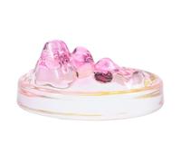 ULTECHNOVO Piatto per Inchiostro per Calligrafia Cinese in Vetro 2 in 1 Portapennelli Integrato Piccolo Calamaio Tondo Sfumatura Rosa Vassoio per Pittura e Supporto per Pennelli da Studio