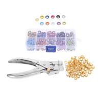 ULTECHNOVO Pinza per Occhielli Kit con Occhielli in Ferro, Punzonatrice Manuale per Tessuti, Scatola Portaoggetti, per Tende e Abbigliamento, Oro